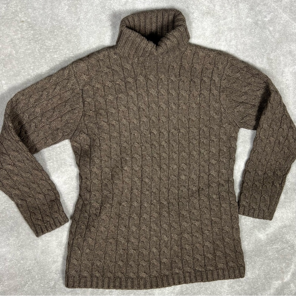 L.L. Bean Sweater Womens Small Vintage Cable Knit Lambs Wool Angora Turtleneck - Picture 2 of 7